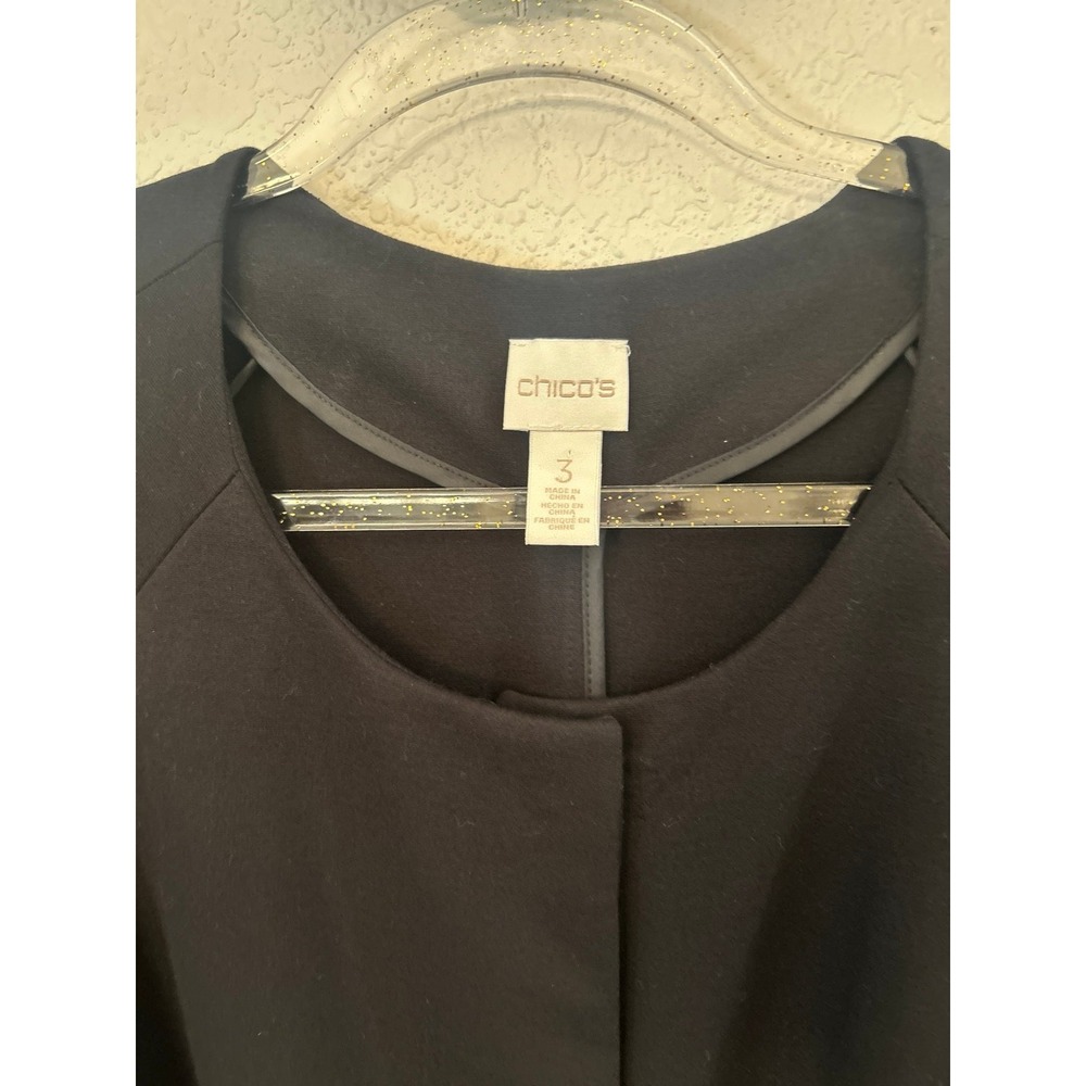 Chico's Black Belted Trench‎ Jacket Coat, Size 3 - Picture 3 of 4